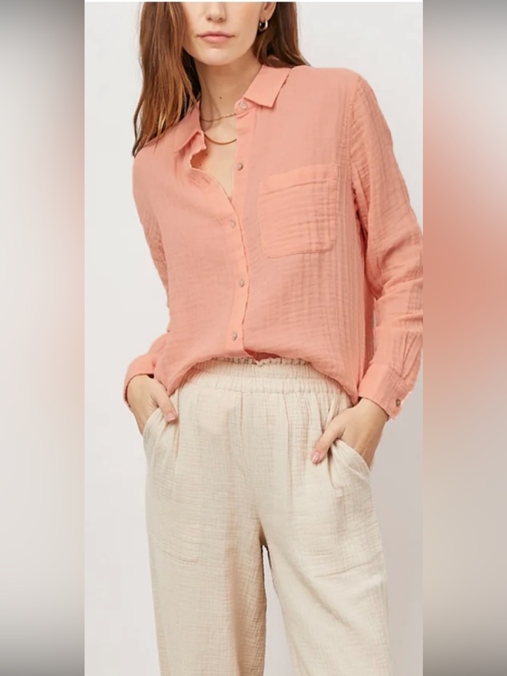Rails Size Small 100% Cotton Gauze Button Front Shirt Lightweight Collared Top